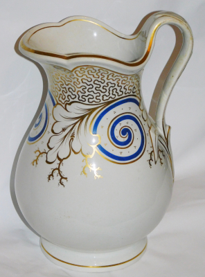 Jugendstil Keramikkrug Waschkrug Vase handbemalt Pearlware England wohl um 1900  (N)