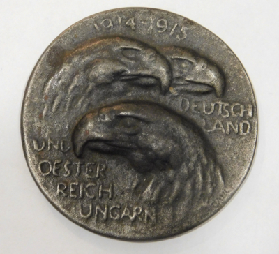 Medaille I. WK 1914 1915 Deutschland Österreich Ungarn Adler Goethe Zitat Ø5,8cm (N)