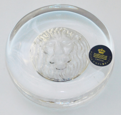 Glas Deko Briefbeschwerer Royal Copenhagen Löwe Sternzeichen paperweight Ø7,2cm (N)