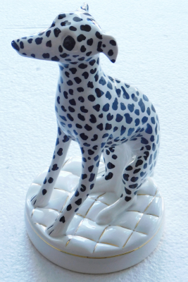 Große Porzellanfigur sitzender Hund Whippet Mimikri Goebel Uta Koloczek 27cm