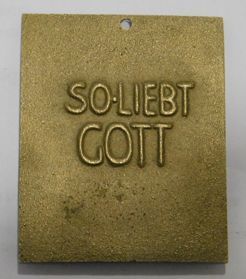 Kleine Bronze Plakette Relief Sanctus So liebt Gott Egino Weinert 5,5x4,5cm (N)