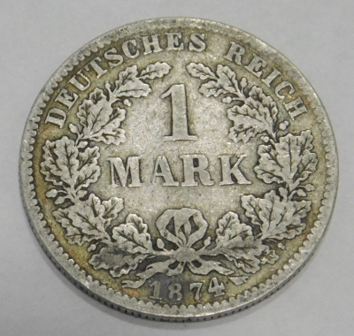 1 Mark Deutsches Reich 1874 D Silber 900 5,33g Ø2,4cm