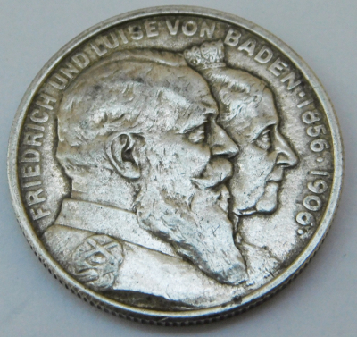 2 Mark Deutsches Reich Baden 1906 Friedrich u. Luise Silber 900 Ø2,8cm