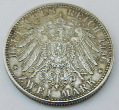 2 Mark Deutsches Reich Baden 1906 Friedrich u. Luise Silber 900 Ø2,8cm