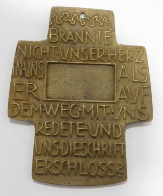 Kleines Bronze Kreuz Egino Weinert Brannte nicht unser Herz ... 7,5x6cm