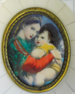 Miniaturbild Lupenmalerei Madonna della Sedia Seggiola nach Raphael 11,2x10,2cm (N)