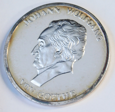 Medaille Berühmte Deutsche Johannn Wolfgang von Goethe wohl versilbert 4cm