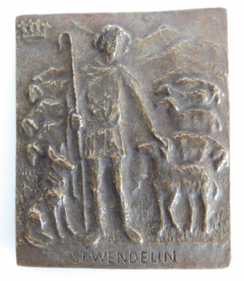 Bronze Plakette Relief Sankt Wendelin Butzon & Bercker 12x10cm