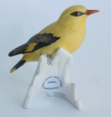 Porzellanfigur Pirol 1990 Goebel Vogel Bisquit matt 7,5cm