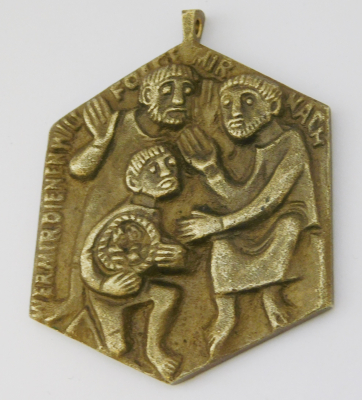 Bronze Anhänger Relief folge mir nach Egino Weinert 6x5cm (N)