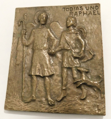 Bronze Plakette Relief Tobias und Raphael Butzon & Bercker 12x10cm