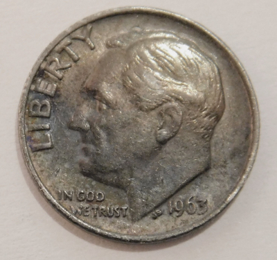 1 One Dime 1963 USA Silber 900 2,39g Ø1,8cm