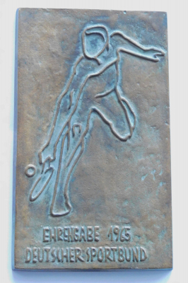 Bronze Plakette Ehrengabe 1965 Deutscher Sportbund Tennisspieler 15,6x9,3cm