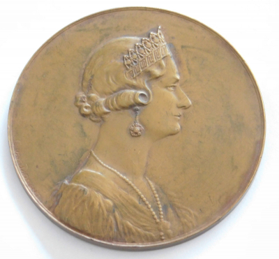 Alte Bronze Medaille Astrid Königin von Belgien C. van Dionant Ø7cm