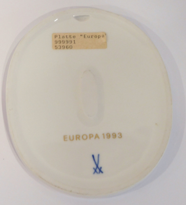 Plakette Meissen Europa 1993 I. Wahl Strang seltene ovale Ausführung 13,5x11cm