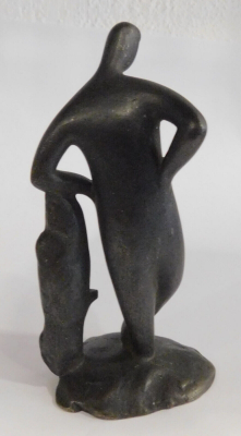 Figur an Baumstamm lehnender Mann Carl Auböck Wien Austria Bronze Mesing ? 12cm