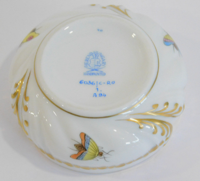 Deckeldose Herend Rothschild 6036/C-RO Vögel Schmetterlinge Ø8cm