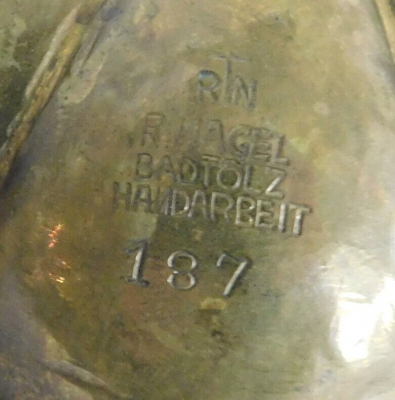 Art Deco Messing Schälchen RTN R. Nagel Bad Tölz Handarbeit 187 Hammerschlag Ø12