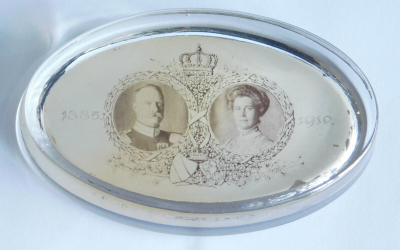 Seltener Briefbeschwerer Friedrich II Großherzog Baden Hilda Silberhochzeit 1910