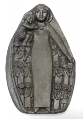 Eisenguß Relief Schutzmantelmadonna Kunstguss Entw. Egino Weinert 24x13,3cm