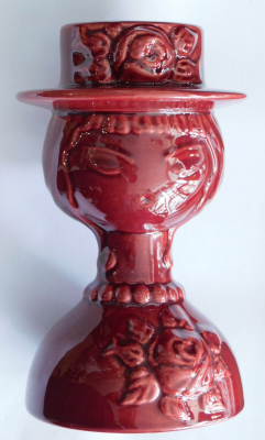 Ausgefallene Keramik Vase Guldkroken HJO Sweden Frauenkopf mit Hut Rosen 18cm