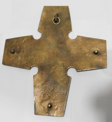 Großes ausdrucksvolles Wandkreuz massiv Bronze Kreuz Relief 29x27cm