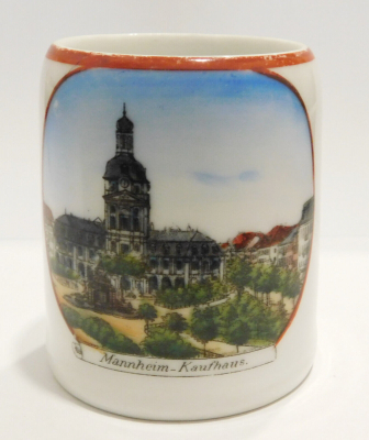 Alter kleiner Andenken Krug Mannheim Kaufhaus 7cm