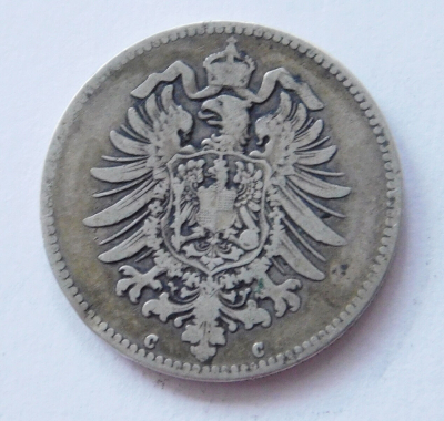 1 Mark Deutsches Reich 1876 C Silber 900 5,31g Ø2,4cm