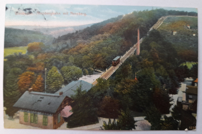 Alte PK AK Wiesbaden Nerobergbahn mit Neroberg 1911