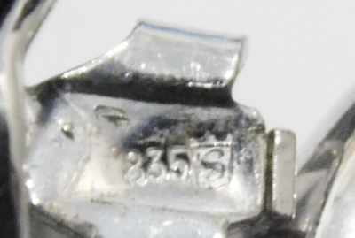 Stylische Ohrclipse Silber 835 S im Wappen Onyx Ø2,4cm