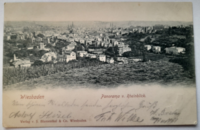 Alte PK AK Wiesbaden Panorama v. Rheinblick 1900