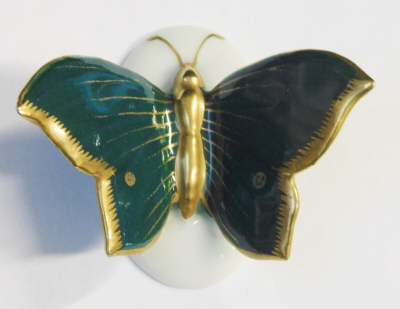 Porzellanfigur bunter Schmetterling ENS grüne Mühlenmarke 5,7x4,5cm #10 (N)