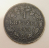 Alte Münze 1 Kreuzer 1865 Darmstadt Hessische Scheidemünze Silber 0,8g 1,4cm